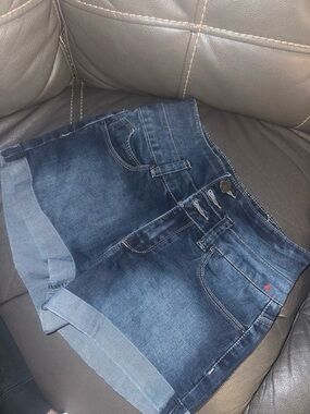 YMI Dark Blue Denim Cuffed Women's Shorts